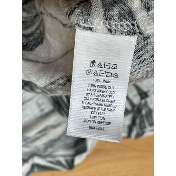 Tahari Women's 1X White Blouse Linen Top Tropical Leaf Beach Vacation Summer - Picture 4 of 7